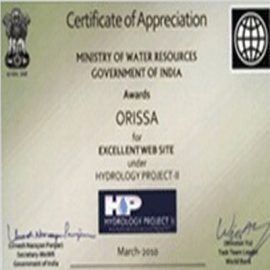 National Award to Odisha for developing the Best Web site on Hydrology Project in the entire country – Year 2010