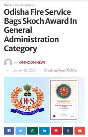 Odisha Fire Service bags Skoch Award 2022 for Automation of Fire Safety Certificate