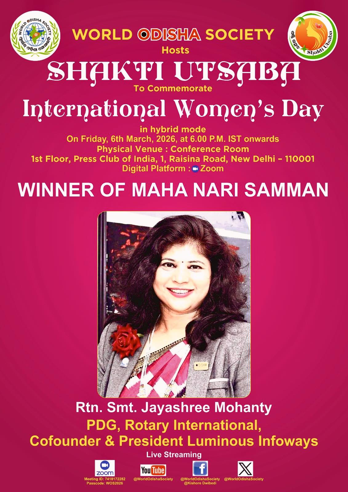 Luminous Infoways’ Co-Founder Jayashree Mohanty Honoured with “Maha Nari Samman” on International Women’s Day